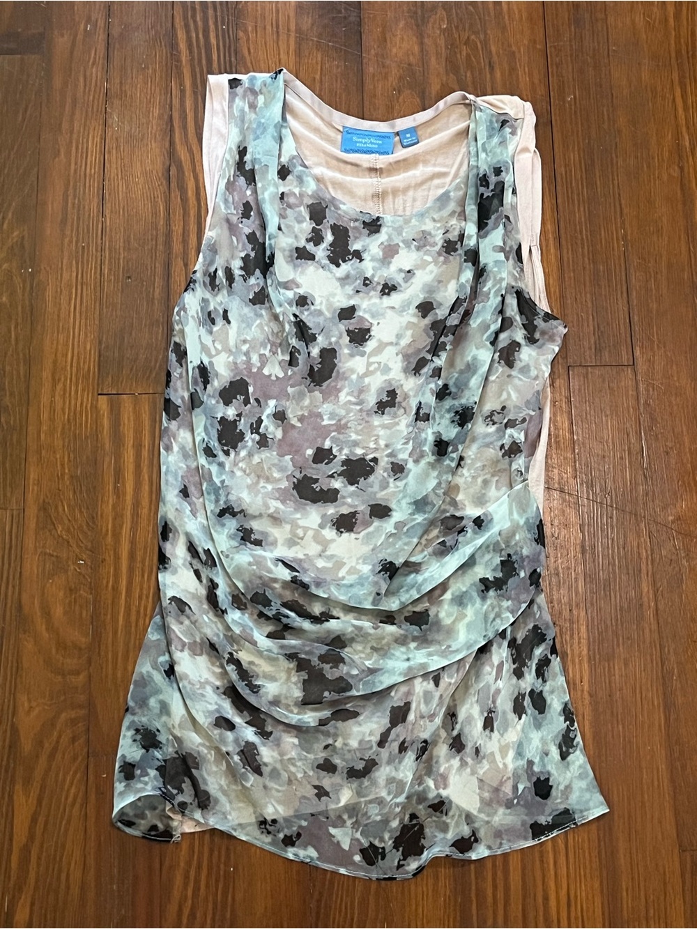 Simply Vera Vera Wang Mint, Black and Cream Layered Sheer Camisole
